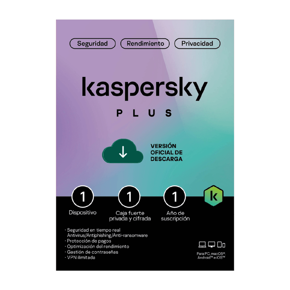 Kaspersky Plus 1 PC 1 Año (Licencia Digital)